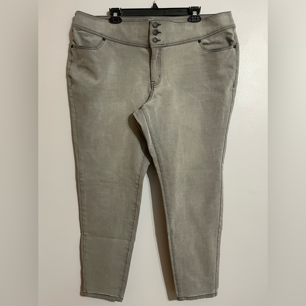 Lane Bryant Light Charcoal Gray Denim Button-Fly Jegging